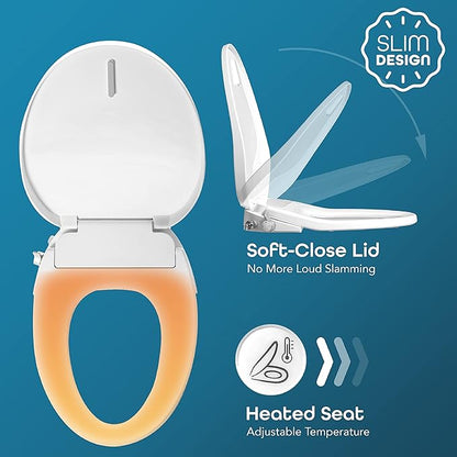BidetMate 700 Series Electric Bidet Smart Toilet Seat with Side Knob Control, Instant Heated Water, Dryer and Seat, Bidet Attachment for Toilet Warm Water - Fits Elongated Toilets