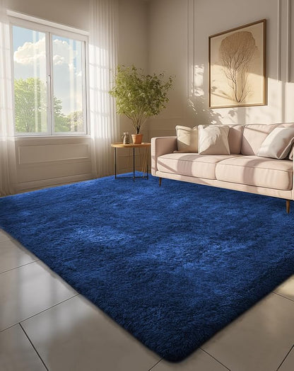 Ophanie 6x9 Blue Rugs for Living Room, Large Fluffy Shag Fuzzy Plush Soft Area Rugs, Floor Shaggy Navy Carpets for Bedroom, Carpet for Kids Boys Girls Dorm Nursery Decor with Over 99 pcs Pile fibers