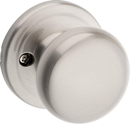 Kwikset Juno Dummy Door Knob, Single Sided Handle for Closets, French Double Doors, and Pantry, Satin Nickel Non-Turning Interior Push/Pull Door Knob, with Microban Protection