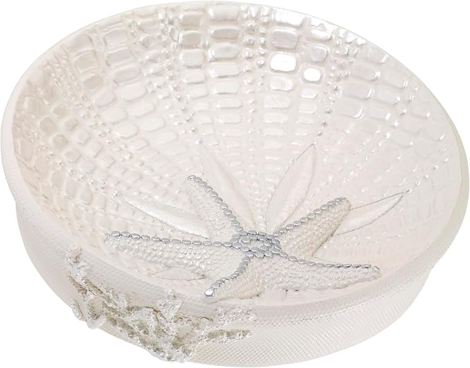 Avanti Linens - Soap Dish, Seashell Inspired Bathroom Accessories, Guest Bathroom Essentials (Sequin Shell Collection)
