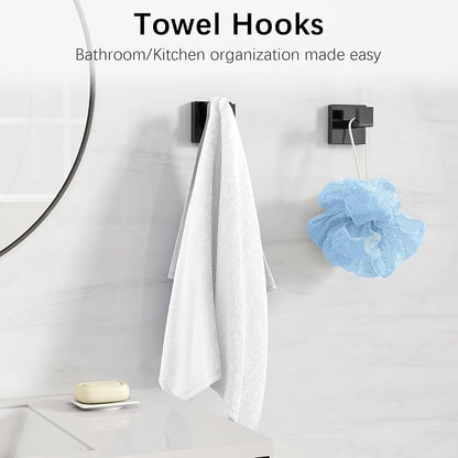 Bathroom Hardware Accessories Set, 10 Piece Black Towel Bar Set Stainless Steel, Towel Racks for Bathroom Wall Mounted Towel Holder Set, 24 inch