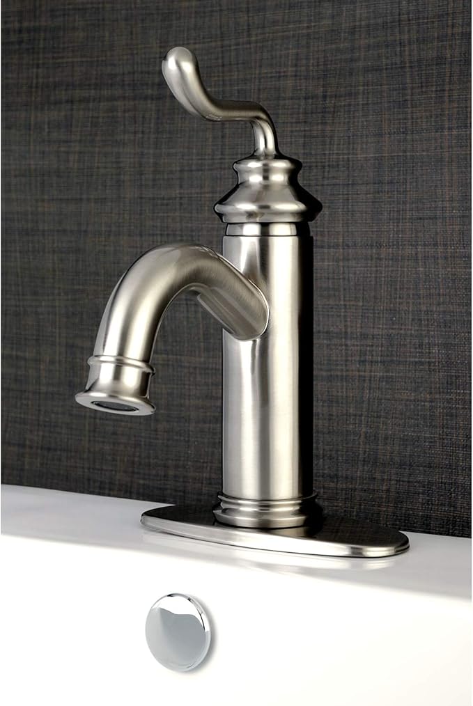 Fauceture LS5418RL Royale Single-Handle Bathroom Faucet with Push Pop-Up, Brushed Nickel