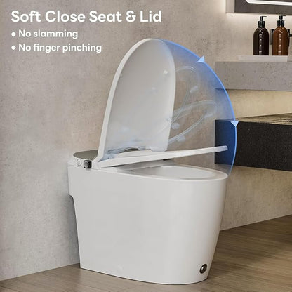 CD-W10V Non-Electric Bidet Toilet, Elongated, Silver | MAP 1000g Powerful Flush Smart Toilet, ADA comfort height, air pressure assisted,soft open/close,Foot-kick Flush,1.0 GPF