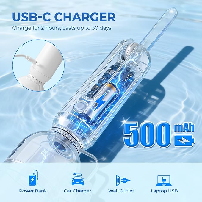 Morfone Portable Bidet for Travel, High Pressure Electric Handheld Sprayer 350ML with Dual Spray Modes, USB-C Rechargeable Waterproof Travel Bidet for Women, Men, Postpartum, Personal Hygiene(White)