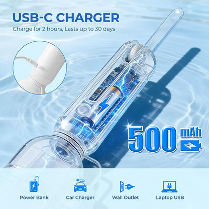 Morfone Portable Bidet for Travel, High Pressure Electric Handheld Sprayer 350ML with Dual Spray Modes, USB-C Rechargeable Waterproof Travel Bidet for Women, Men, Postpartum, Personal Hygiene(White)