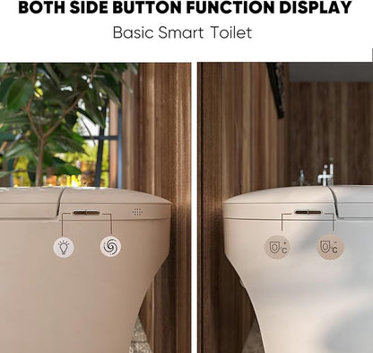 Smart Toilet with Basic Intelligent Function, Elongated Tankless Smart Toilet with Heated Seat, Auto Flush, Foot Kicking Flush, Night Light