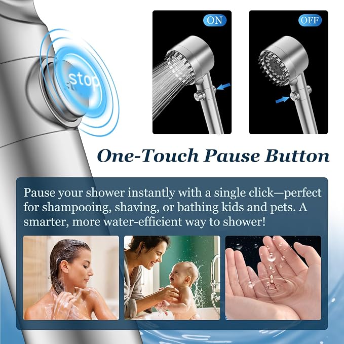 FEELSO Filtered Shower Head with Handheld, High Pressure Shower Filter Head | ON/OFF Switch, Anti-clog Nozzles, 4 Spray Showerhead with Filters for Hard Water, Remove Chlorine, Reduce Dry Itchy Skin