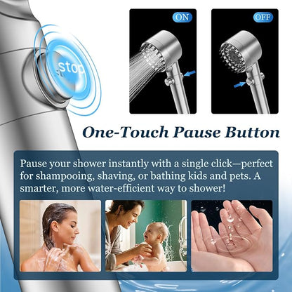 FEELSO Filtered Shower Head with Handheld, High Pressure Shower Filter Head | ON/OFF Switch, Anti-clog Nozzles, 4 Spray Showerhead with Filters for Hard Water, Remove Chlorine, Reduce Dry Itchy Skin