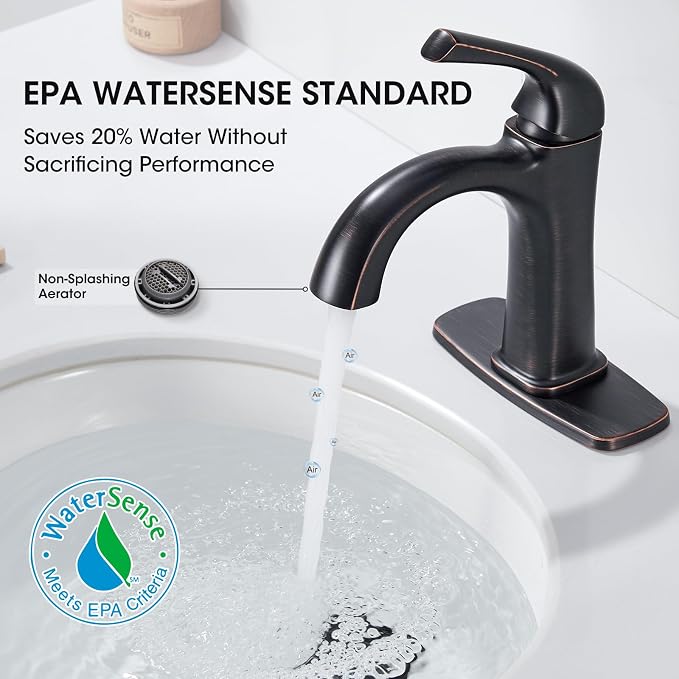 Bathroom Sink Faucet 1 Hole Oil Rubbed Bronze Bathroom Faucets | For Vanity One Hole Bathroom Faucet with Pop Up Drain & Deckplate Farmhouse