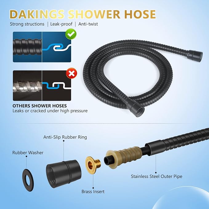 6 Spray Modes High Pressure Handheld Showerhead Set Upgraded 5 Inches Shower Head with Handheld Spray Matte Black Handheld Shower Head 60 Inches Stainless Steel Hose-1-Min Install