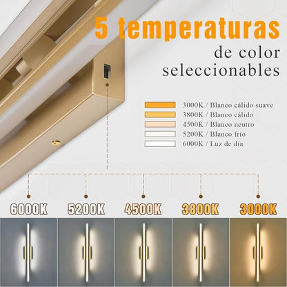 VitaLink Modern Gold Vanity Light Bathroom Wall Light Fixtures Over Mirror 35 Inch Long Dimmable 3-Light LED Bathroom Wall Lighting 5CCT(3000K/3800K/4500K/5200K/6000K)