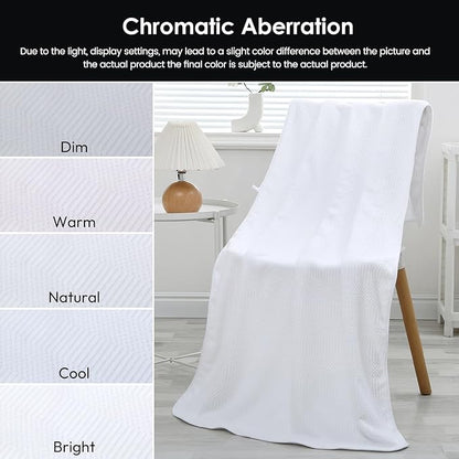 JML Bath Towels Set, Large Microfiber Body Towel for Adult, 2 Pack, 30" x 60", Oversized, Soft, Super Absorbent, Fast Drying, Use for Sport, Fitness, Yoga, Fleece Diamond Cross Grid White