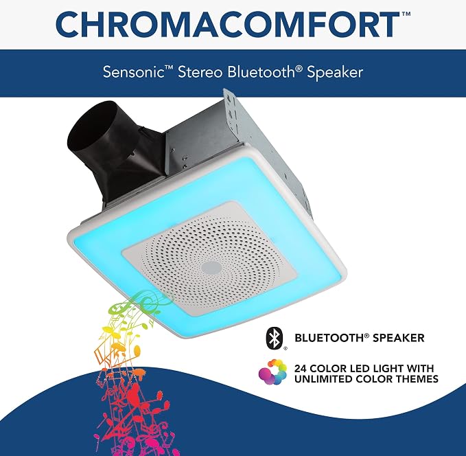 Broan-NuTone 110 CFM Bluetooth Speaker Bath Fan and 80 CFM CleanCover Bath Fan with Selectable CCT LED Light