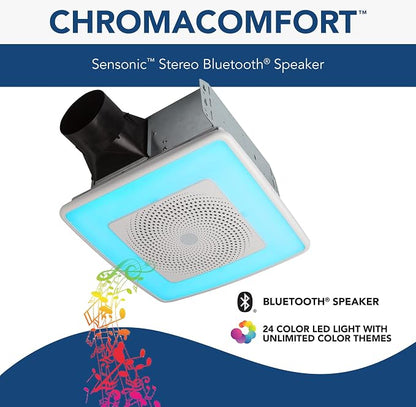 Broan-NuTone 110 CFM Bluetooth Speaker Bath Fan and 80 CFM CleanCover Bath Fan with Selectable CCT LED Light