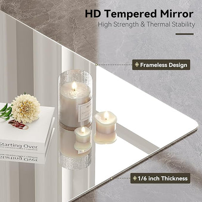 Brightify Frameless Mirror, 55x36 Inch Bathroom Mirrors for Over Sink, Large Tempered Glass Square Wall Mirror, Frameless Vanity Mirror for Gym, Yoga, Living Room, Bedroom, Entryway