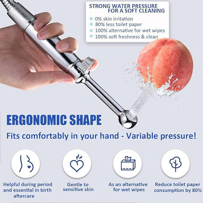 SonTiy Handheld Bidet Sprayer for Toilet, All Metal Cloth Diaper Toilet Sprayer Bidet Attachment with Backflow Preventer, Adjustable Water Jet Spray, 7.2" Brass Hand Held Bidet Wand, Chrome