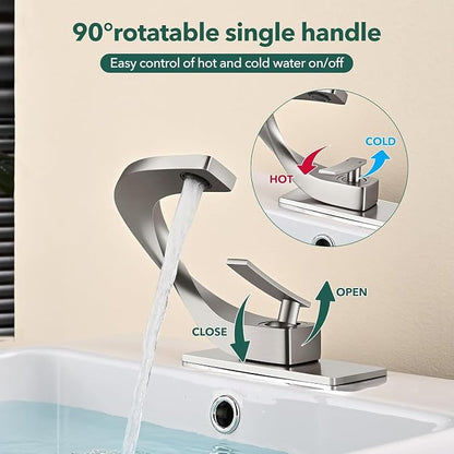Single Hole Bathroom Sink Faucets,Brass Vainty Faucet Brushed Nickel | Lead-Free, Single Handle Faucet for Sink, Vanity, RV, Lavatory, Suitable for 1 or 3 Holes