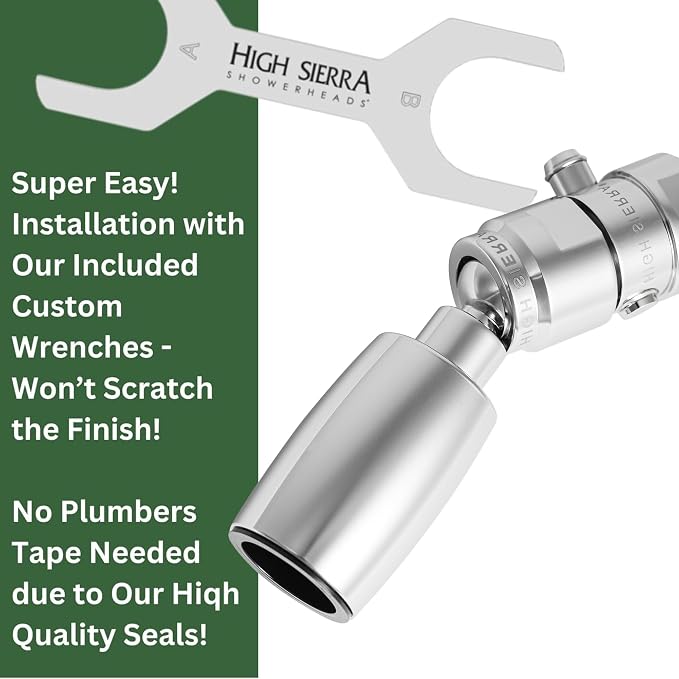 High Sierra® - CLASSIC™ Solid Lead-Free Metal 1.25 GPM Award Winning. Ultra Low Flow Shower Head with Trickle Valve. Patented Nozzle Never Clogs - Polished Chrome Finish