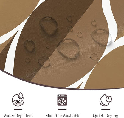 Gelbchu Geometric Shower Curtain for Bathroom, Brown, 72x72 | with Hooks, Premium Polyester, Quick Dry, Water Repellent, Machine Washable, Rustproof Grommets, Modern Minimalist