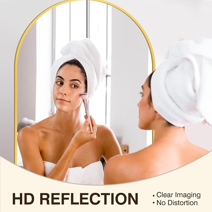 FICTOR 26" x 38" Arched Bathroom Vanity Mirror for Over Sink, Gold | Anti-Rust Metal Framed, HD Tempered Shatter-Proof Glass, Modern Wall Mirror for Entryway, Living Room, Bedroom
