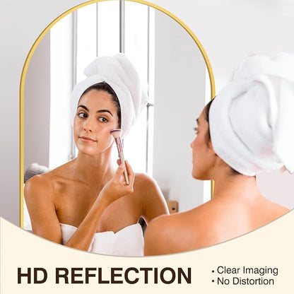FICTOR 26" x 38" Arched Bathroom Vanity Mirror for Over Sink, Gold | Anti-Rust Metal Framed, HD Tempered Shatter-Proof Glass, Modern Wall Mirror for Entryway, Living Room, Bedroom
