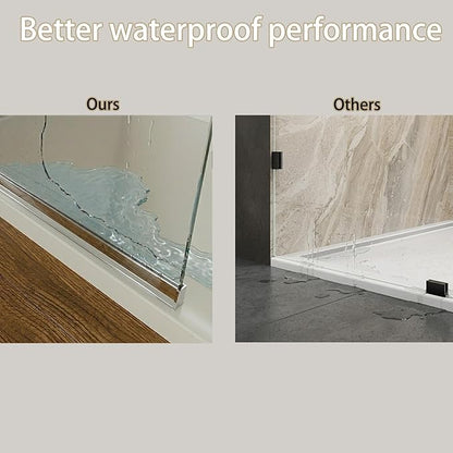 Shower Screen 36" x 76" Shower Wall Panel Chrome | Tempered Glass 3/8 inch, Half Frameless Shower Wall Panel, Easy to clean Coating, Fixed Glass Shower Door With Hardware