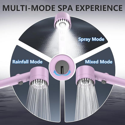 Filtered Shower Head with Handheld, High Pressure Water Flow and Multiple Spray Modes Shower Head with Filter, Power Wash for Hard Water, Showerhead with ON/OFF Switch for Pets Bath (Purple) | ON/OFF Switch,4 Spray,Built-in Power Wash,Detachable Shower...