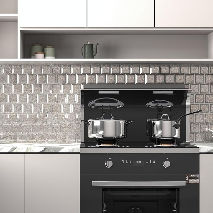 Peel and Stick 3 Inch Antique Mirror Backsplash, Square Tile for Kitchen Bathroom (32 Sheets, 2 SQ.FT.)