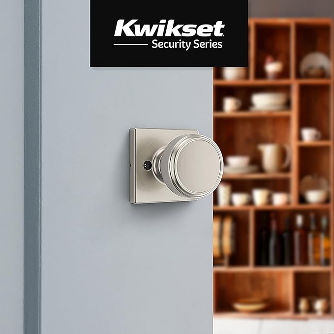 Kwikset Maven Dummy Door Knob, Single Sided Handle for Closets, French Double Doors, and Pantry, Satin Nickel Non-Turning Square Interior Push/Pull Door Knob, with Microban Protection (Pack of 10)