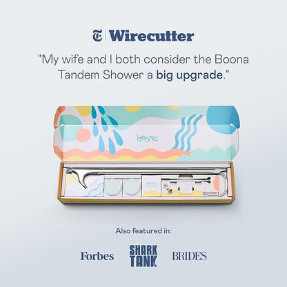 BOONA Original Tandem Shower as Seen on Shark Tank | Dual Shower Head for Couples | Max Water Pressure for Two | Easy Install (King Krome, Two Showerheads)