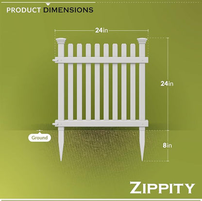 Zippity Roger Rabbit Garden Fence, White Vinyl DIY No Dig Kit | 2ftH x 2ftW, 3 Panels, Garden Border Edging, ZP19056