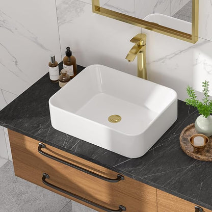 Bathroom Vessel Sink 19"x15" Rectangle Bathroom Sink Above Counter | White Ceramic Porcelain Vessel Sinks Modern Countertop Bathroom Art Basin