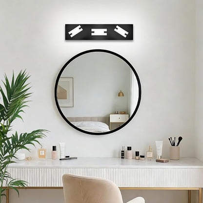 LED Bathroom Light Fixtures, 3-Light Modern Vanity Lights with Milky White Frosted Acrylic Shades, Matte Black Bathroom Lighting fixtures Over Mirror, ETL Listed, 20W (Cool White 5700K)