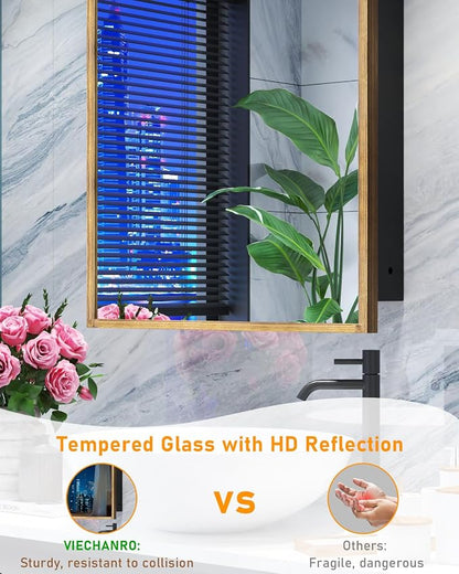 20"x30" Vintage Bathroom Medicine Cabinet with Mirror, Retro Hand-Painted Flower Art Decor, Arched Aluminum Frame Medicine Cabinets Recessed / Wall Mounted, 2 Stable & Removable Shelves, 1 Organizer