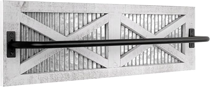 Autumn Alley Farmhouse Rustic Towel Rack Holder - Wood Towel Rack - Farmhouse Towel Holder for Rustic Bathroom and Farmhouse Kitchen Style Décor - 24" Wall Mounted, Rustic White