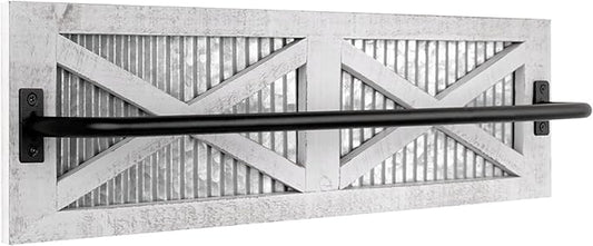 Autumn Alley Farmhouse Rustic Towel Rack Holder - Wood Towel Rack - Farmhouse Towel Holder for Rustic Bathroom and Farmhouse Kitchen Style Décor - 24" Wall Mounted, Rustic White