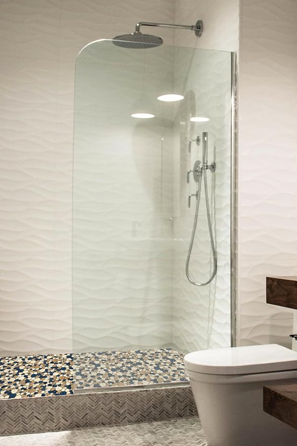 Pebble Tile for Shower Floor Brown Blue Pebbles Mosaic Tiles for Bathroom Floor [Set of 5 Sheets]