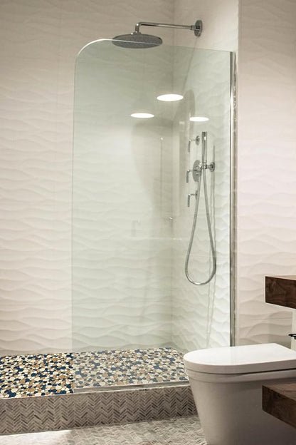 Pebble Tile for Shower Floor Brown Blue Pebbles Mosaic Tiles for Bathroom Floor [Set of 5 Sheets]