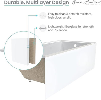 Voltaire 48" x 32" Left-Hand Drain Alcove Bathtub with Apron
