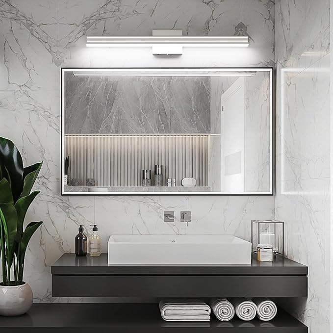 Ralbay 31.5inch Brushed Nickel Vanity Light with 5 Color Temperature (2700K-6000K) Dimmable Acrylic Metal 30W LED Modern Bathroom Light Fixtures