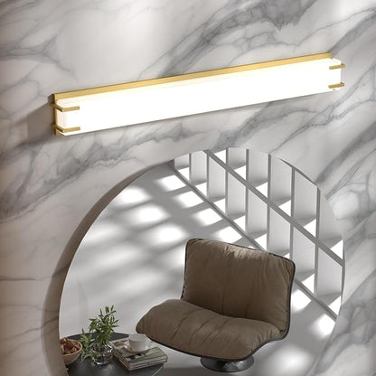 LED Bathroom Light Fixtures Over Mirror 32” Vanity Light with Milky White Lampshade 4000K Daylight Bath Bar (Gold)