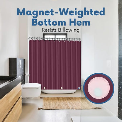 No Smell Shower Curtain Liner 72x72 Dark Purple - PEVA Plastic Shower Curtain for Bathroom, PVC-Free Waterproof Purple Shower Liner with Metal Grommets and Magnet-Weighted Bottom Hem - Washable Liner