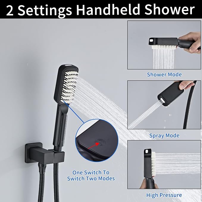 Handheld Shower Head，High Pressure Shower Head,Water Saving Detachable Shower Wand with Solid Brass Body and 5 ft Flexible Hose, Easy to Clean and Durable (Soft Head)