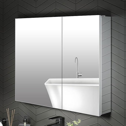 30 x 24 Medicine Cabinet Mirror for Bathroom,Aluminum Alloy Frame,Recessed/Surface Mounted,Mirrored Side Panel,Adjustable Shelves,Bathroom Medicine Cabinet with Mirror,Assembly Required