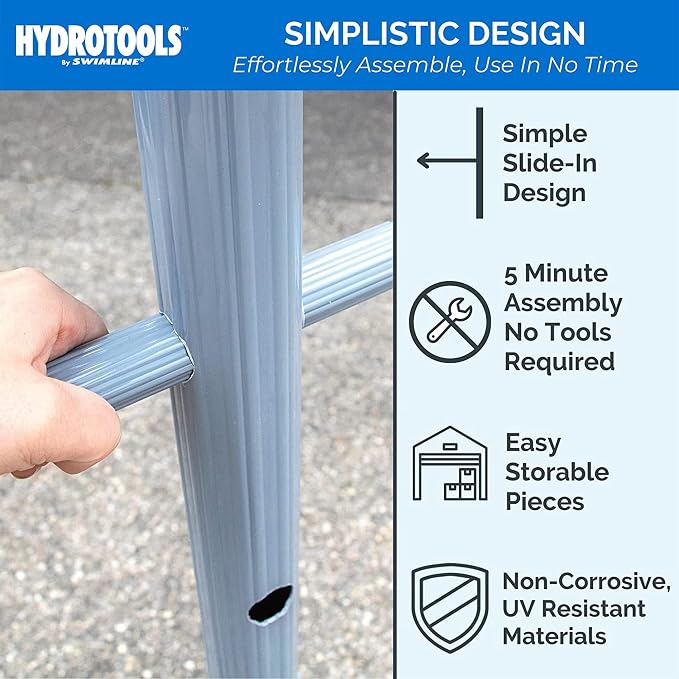 Swimline HYDROTOOLS 89033 Premium Free Standing Poolside Valet Towel Rack Adjustable with Water Weighted Base Three Arms Secure Clips for Outdoors & Indoors Pool Patio Poolside Holder Drying Stand | Holds towels plus goggles and gear on integrated lock...