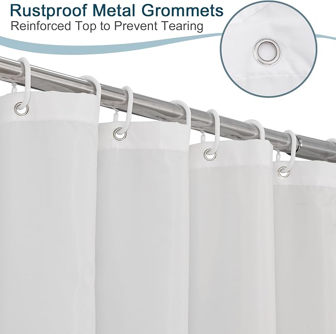 AooHome Fabric Shower Curtain, 36 Width x 72 Height Inch Stall Size Bathroom Curtain for Hotel, Waterproof, White