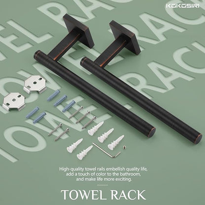 KOKOSIRI Bathroom Towel Bar Hand Towel Holders Wall Mount Toilet Kitchen Cabinet Paper Holder Stainless Steel Bath Accessories Oil Rubbed Bronze 2 Pack, B3008ORB-P2