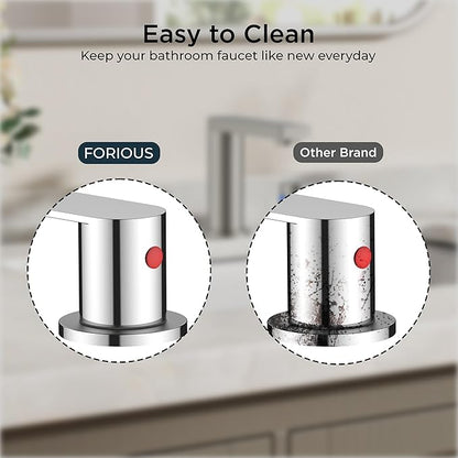 FORIOUS Bathroom Faucets 3 Hole Chrome, 8 Inch Widespread Bathroom Sink Faucet with Pop-up Drain and cUPC Supply Lines for Basin, Vanity, Laundry Room and Restroom