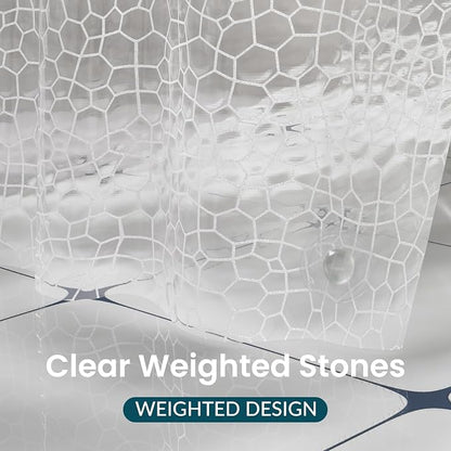 Titanker Clear Shower Curtain Liner with Water Cube, Medium Weight Plastic Shower Liner PEVA Waterproof Shower Curtains for Bathroom with Big Stones and Grommets, 72x72 Inches