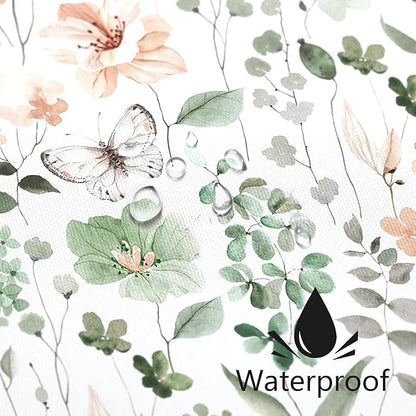 Extra Long Shower Curtain 72 x 96 Inch, Floor to Ceiling X-Long Sage Green Floral Shower Curtain, Watercolor Flower Butterfly Fabric Shower Curtain Set with Hooks